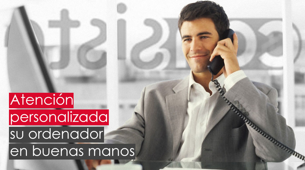 Atención personalizada en Majadahonda. Su ordenador en buenas manos Un hombre al teléfono. Atención personalizada en Majadahonda. Su ordenador en buenas manos